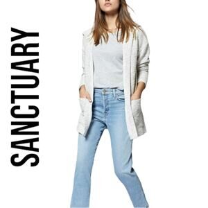 Sanctuary Remi Hooded Cardigan Gray Cream Size Large